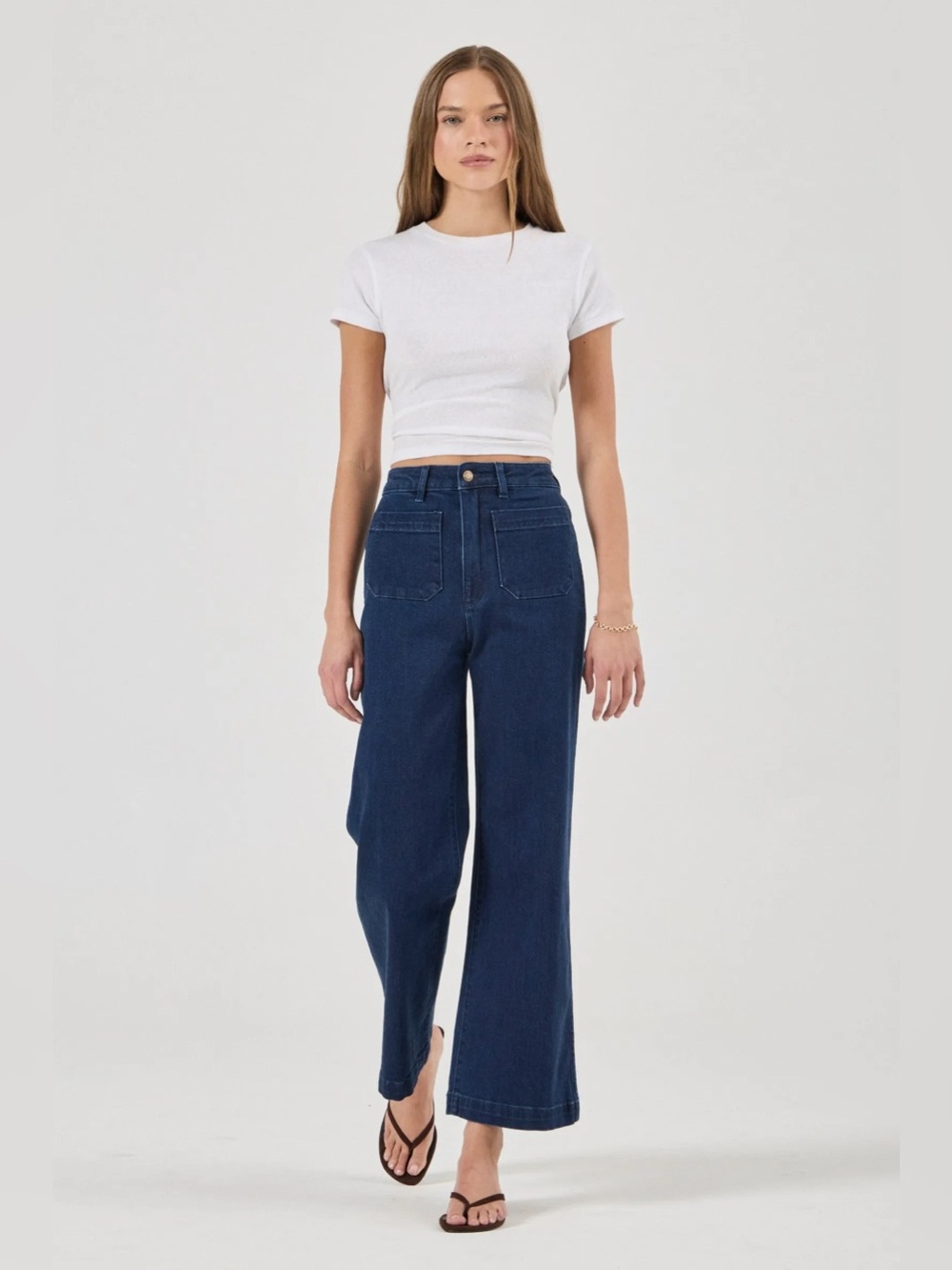 Rolla’s High Rise Wide Leg Sailor Long Denim Jeans Size 34 NEW Coastal Cottage